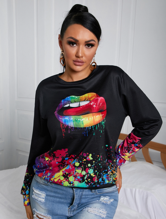 Multicolor Splash-ink oversized Sweater Top