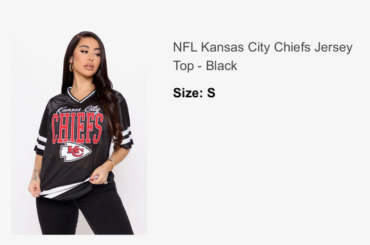 NFL Kansas City Chiefs Jersey Top - Black